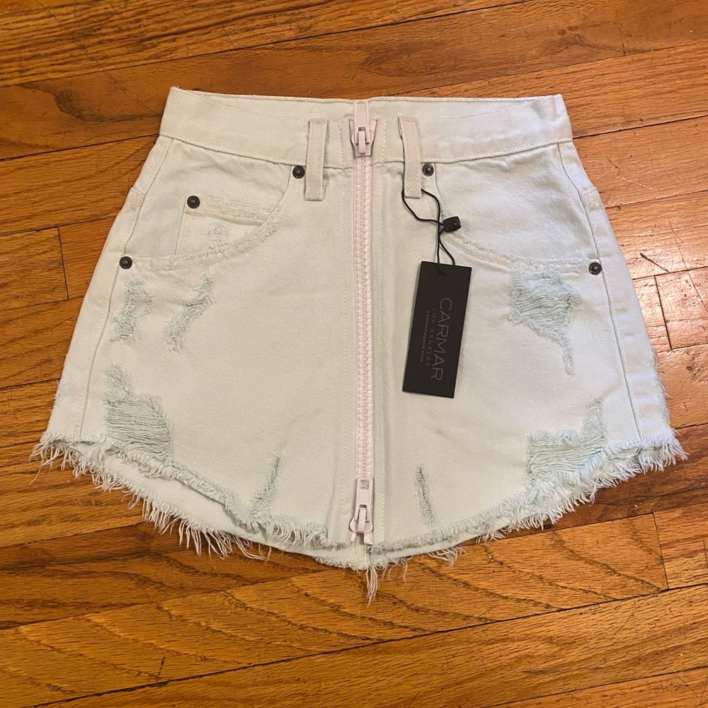 Teal Carmar Mini Skirt